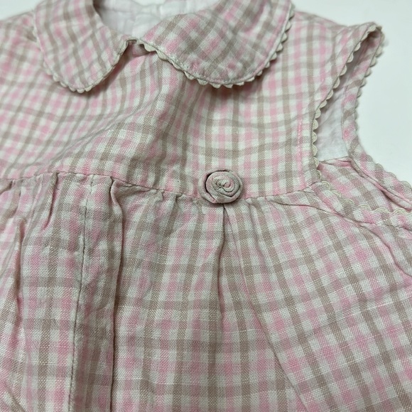 Jacadi Paris Peter Pan collar plaid romper with rosette size 18 months - Picture 4 of 10